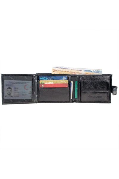 Hobimtek Cl58-1 Men's Wallet with Double Money Compartments, Purchases 8 Cards and Coins