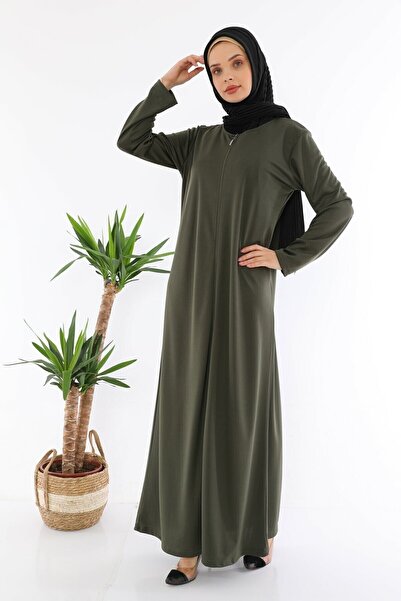 medipek Φόρεμα προσευχής με φερμουάρ σε χακί χρώμα