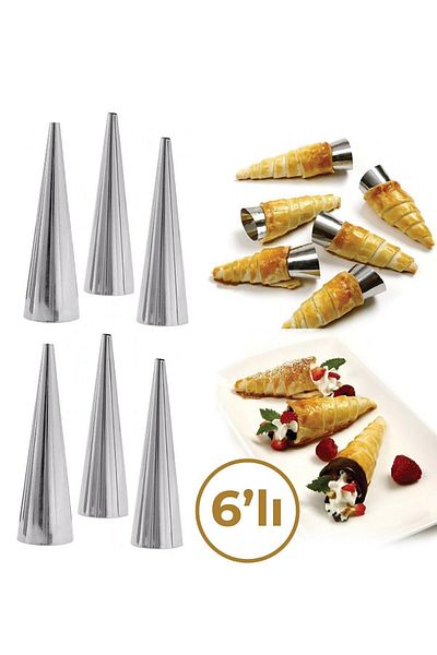 MİMOZA PARK Mimoza 6-Piece Stainless Steel Cookie and Dough Shaping Horn Mold