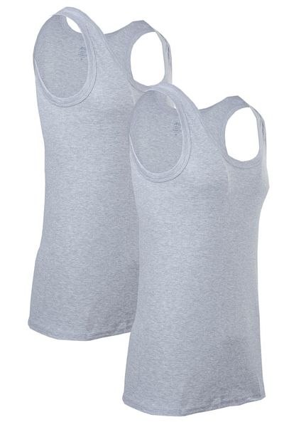BSM 2-Piece Men's Gray Melange Cotton High Quality Flexible Comfortable Rib Fabric Undershirt