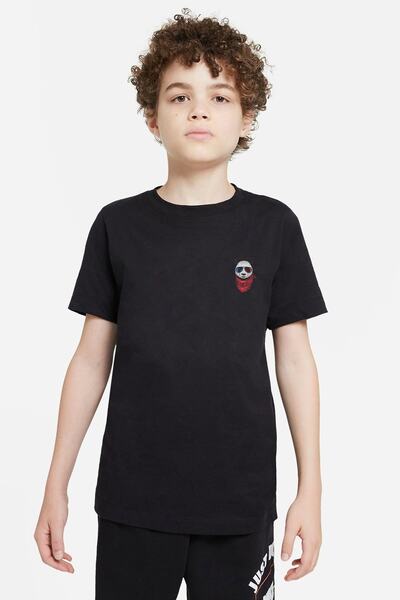QIVI Unisex dečja crna panda sa 3D naočarima Štampano T-shirt