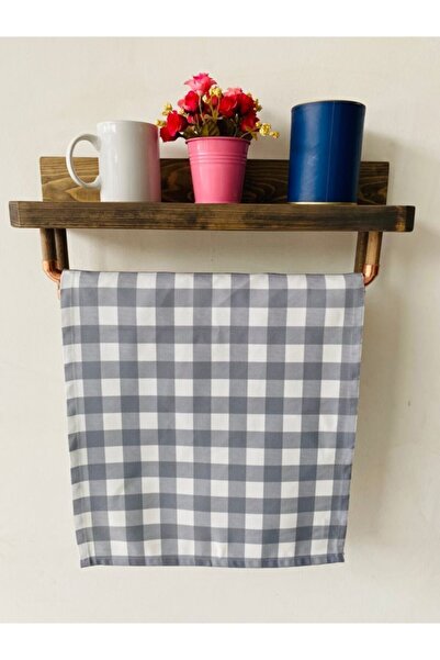 meditroia Кухонний рушник, одинарний, 40x70 см, сірий з білим квадратним візе...