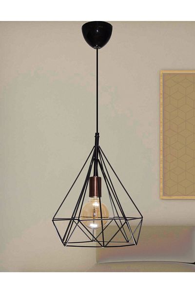 MŞ Aydınlatma Prism Matte Black Single Chandelier