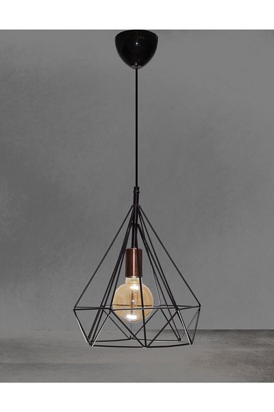 MŞ Aydınlatma Prism Matte Black Single Chandelier