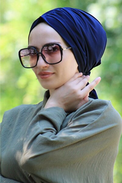 Gültopu Eşarp & Şal Kadın Pratik Tokalı Hazır Şal Bone - Indigo Mavisi