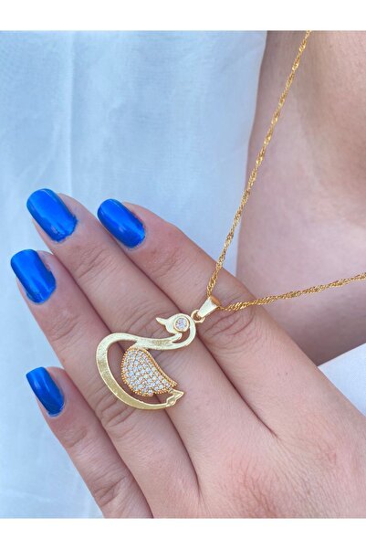 barisiva gold 22 Ayar Altın Kaplama 45 Cm Zirkon Taşlı Kolye