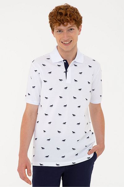 U.S. Polo Assn. Ανδρικό λευκό μπλουζάκι