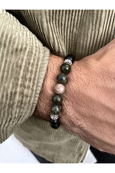 Padore Accessory سوار من الحجر الطبيعي باللون الأخضر الزمردي مع تصميم فضائي