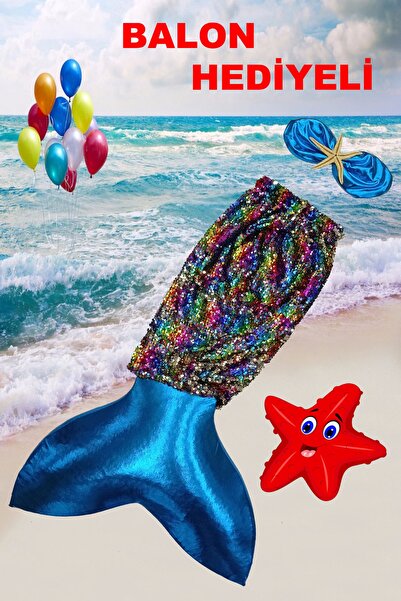 Parti Kırtasiye Deniz Kızı Pulpayet Deniz Yıldızlı Prenses Kostüm Mavi Kız Ço...