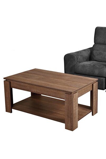 PASİFİC HOME Shelf Raflı Dikdörtgen Orta Sehpa, Koyu Meşe