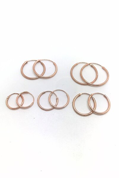 Erer Gümüş Gümüş Ince Rose Taşsız Halka Küpe