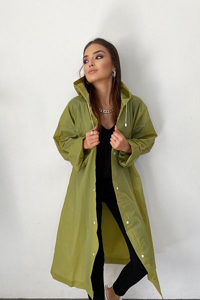 Butik Gardrop Дамски прозрачен дъждобран в цвят каки с тик-так детайл