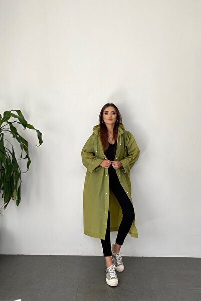 Butik Gardrop Γυναικείο Χακί Snap Λεπτομέρεια Διαφανές Αδιάβροχο