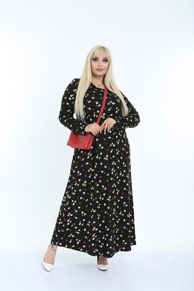 Mezura Women's Plus Size Long Sleeve Viscose Combed Cotton Hijab Suitable Long Dress
