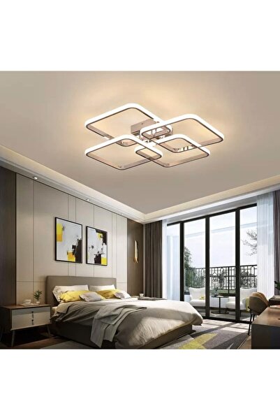 burenze Modern Plafonyer Led Avize Krom Kare Gün Işığı/ Sarı / Beyaz