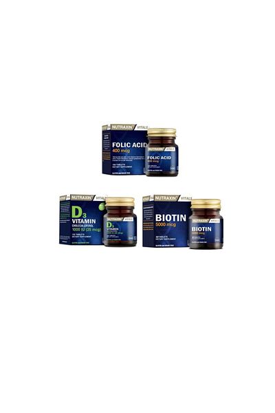 Nutraxin 5000 Mcg Hair Supplement Containing Folic Acid and D3 1000Iu