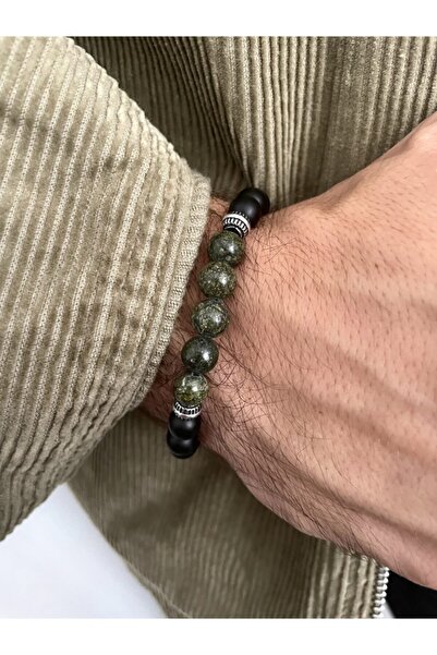 Padore Accessory Timsah Yeşili Motifli Şık Doğal Taş Bileklik
