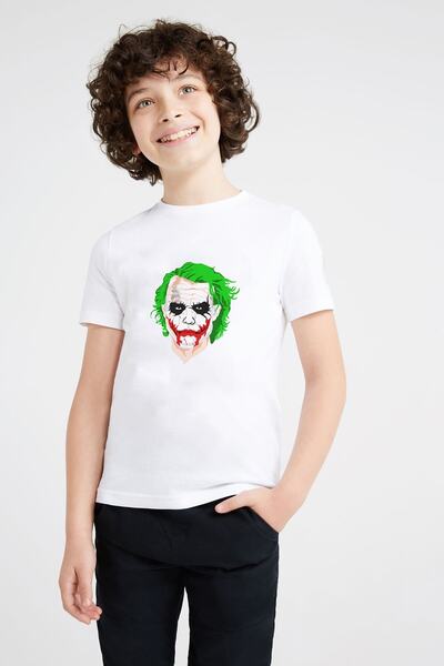 QIVI Unisex dečja maska u boji "Beli Džoker" Štampano T-shirt