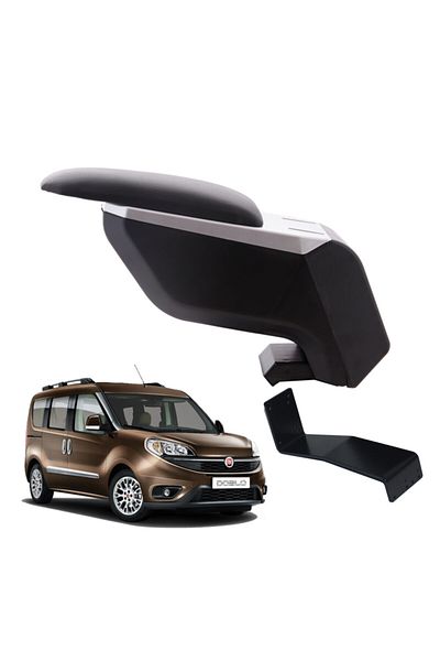 3 Tıkla Fiat Doblo 2020 Armrest with Steel Legs Without Piercing Grey-black