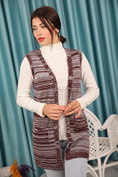 MAYSSTORE كارديجان طويل بني مختلط الألوان