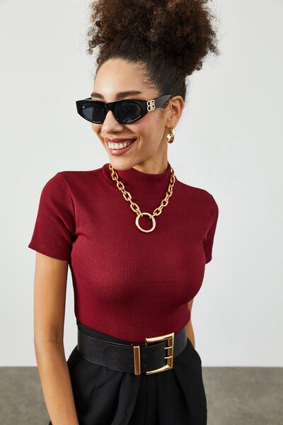 XHAN Női bordó garbó, camisole póló 2KZK1-12055-05