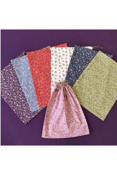 AdaEsintisi 7 Adet Orta Boy Karışık Renkli Çıtır Çiçekli Bakliyat Kesesi