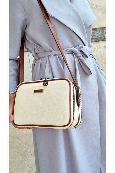 Mega & Polo Geantă crossbody crem pentru femei