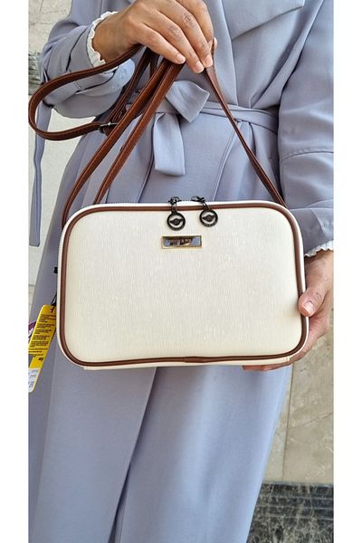 Mega & Polo Geantă crossbody crem pentru femei