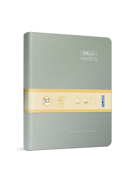 Gıpta The Book Pastel 14x20 120 Sheets 4 Compartments Hard Cover Hardcover Notebook (3059) Checked Pastel Gray