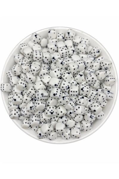 Hedef Bijuteri خرز مكعب نموذج النرد 8 مم، خرز مكعب النرد الأبيض والأسود لصنع ...