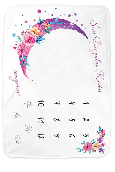 Moky Design Bebek Anı Battaniyesi Polar, Yenidoğan Aylık Konsept Fotoğraf Çekim Örtüsü 150x100 Cm