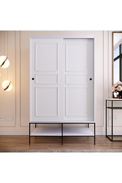 PASİFİC HOME Martin 2 Kapaklı Sürgülü Gardırop Elbise Dolabı,120 Cm, Beyaz