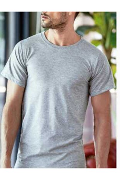 Shopiolog Чоловіча футболка з круглим вирізом, бавовняна, сіра, 6 штук