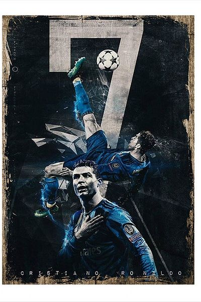 Tablomega Ξύλινο κεντημένο τραπέζι με μοτίβο Cristiano Ronaldo