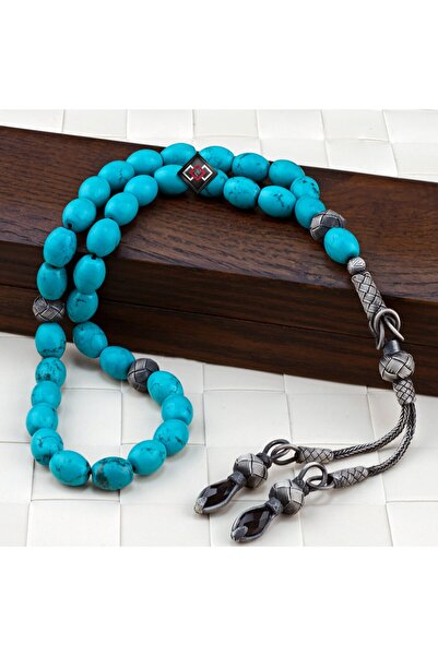 vevasilver مسبحة صلاة مطرزة يدويًا باللون الفيروزي مقاس 8-12 مم