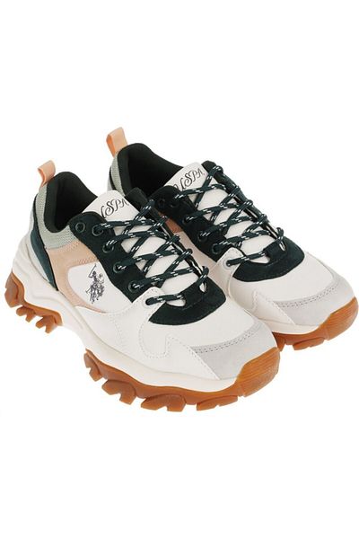 U.S. Polo Assn. Tracky White-Green Sports Shoes