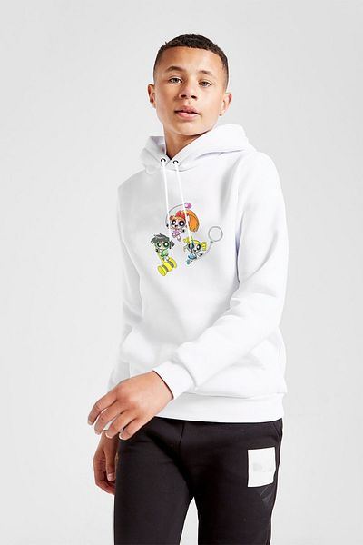 QIVI Hanorac alb cu glugă pentru copii, unisex, cu bule de flori, imprimate pentru Fetele Powerpuff