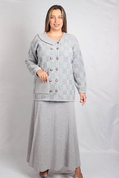 Sude My Gray Jacket Skirt 2-Piece Knitwear Suit 817