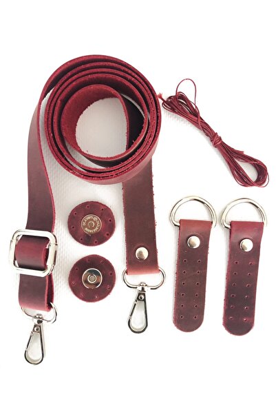 alfa tasarım atölyesi Hakiki Deri Çanta Sapı Gümüş Aksesuar (120 Cm) Mıknatıslı Çıtçıt, Mumlu Ip Set - Crazy Pembe