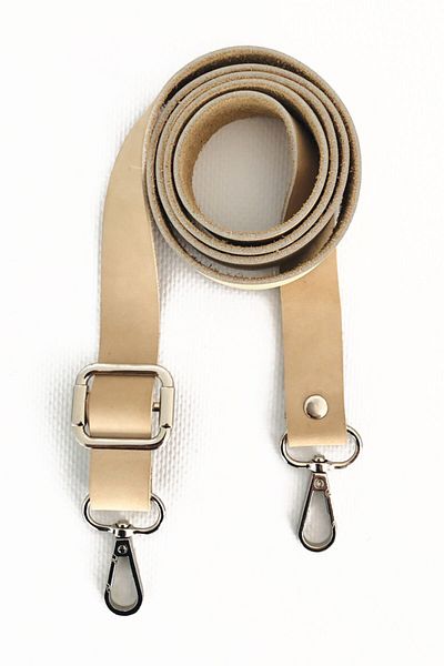 alfa tasarım atölyesi Genuine Leather Bag Handle Silver 120 cm Bone Color