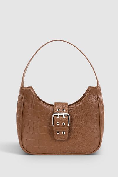 Housebags Γυναικεία τσάντα μπαγκέτας με μαύρισμα αγκράφα με σχέδιο κροκόδειλου