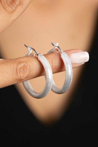 Elika Silver Kadın Modern Halka Model 925 Ayar Gümüş Küpe