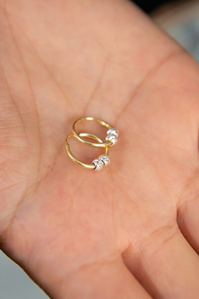 Elika Silver Kadın Dorika Top Detaylı Halka Model 925 Ayar Gümüş Küpe