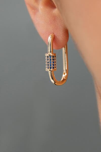 Elika Silver أقراط نسائية بتفاصيل حجر أزرق