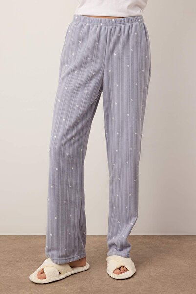 Trendyol Collection Pack of 2 Brown and Grey Heart Fleece Pajama Bottoms - Thmaw25Pj00004