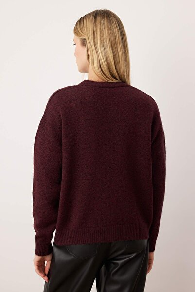 Trendyol Collection Wardrobe Essentials Burgundy Alpaca Blended Basic Knitwear Cardigan Twoaw26Hi00265