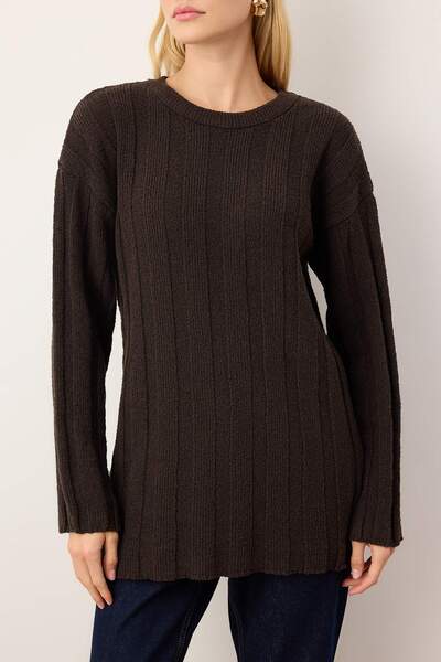 Trendyol Modest Brown Boucle Knit Sweater Tctaw26Ak00014