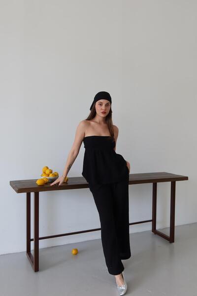 Laluvia Black Bandana 100% Cotton Muslin Set