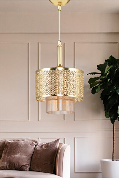 DEDE Tekli Motif Sarkıt Avize Gold