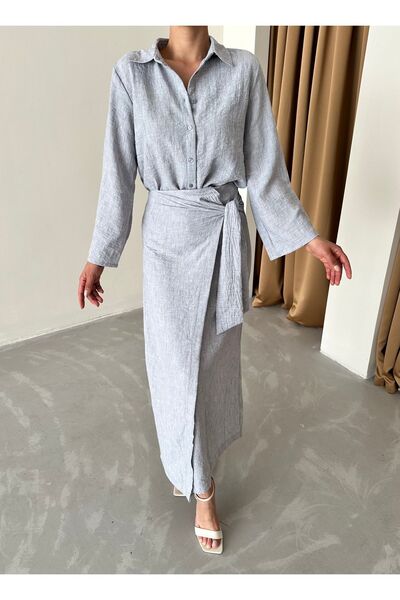 Laluvia Coffee Lacing Detailed Skirt Set